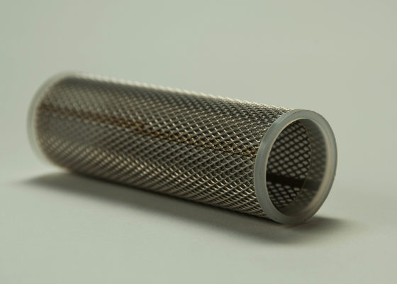 A close up of the side of a metal tube