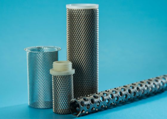 A group of different types of filters on a blue background.