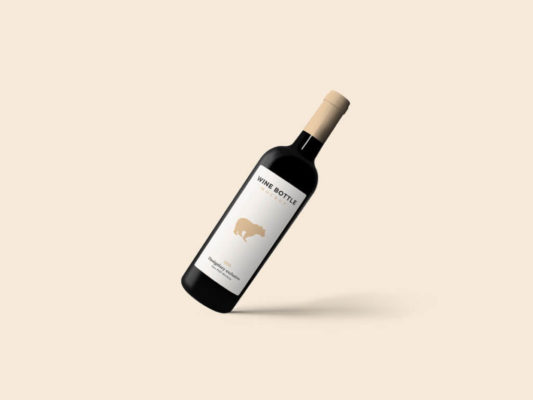 A bottle of wine with the label " meat roast ".