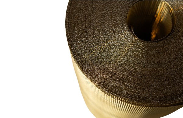 A roll of brown fabric with a hole in the middle.