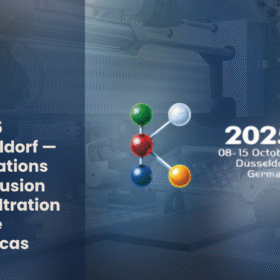 K 2025 Düsseldorf event banner with molecules